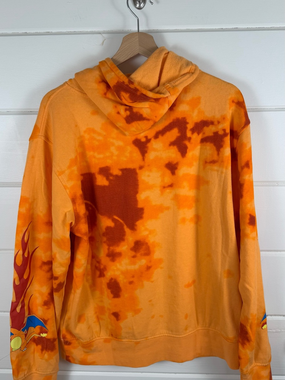 Pokemon Charizard Custom Tie Dye Hoodie Orange Fire Graphic Pullover Size Medium - Picture 6 of 7